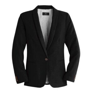 NWT JCrew Parke Blazer Jacket Womens 0 Black Wool Flannel One Button J5627 NEW